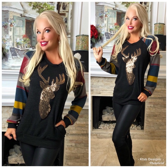 🛍LAST! Brushed Fabric Sequin/Striped Pocket Tunic - Picture 7 of 8